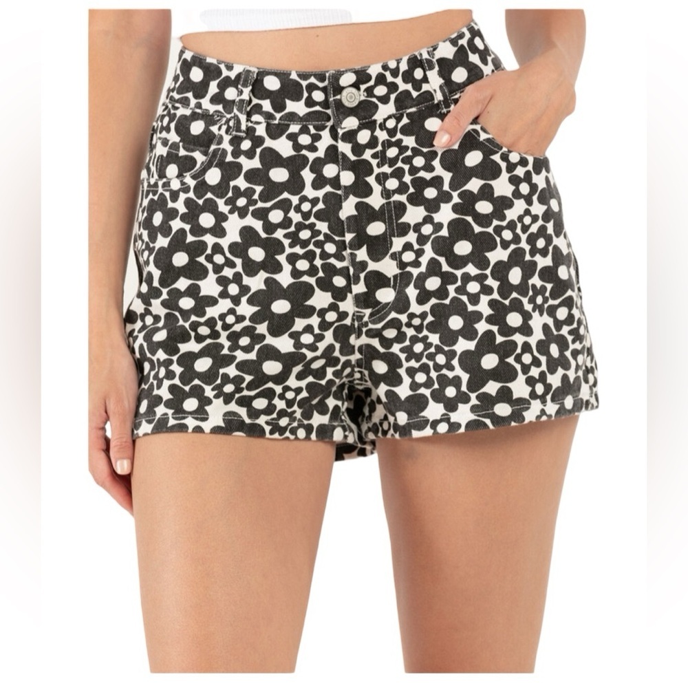 Full Tilt 5-Pocket HIGH-WAIST Jean Short Black White Women’s Size 29.